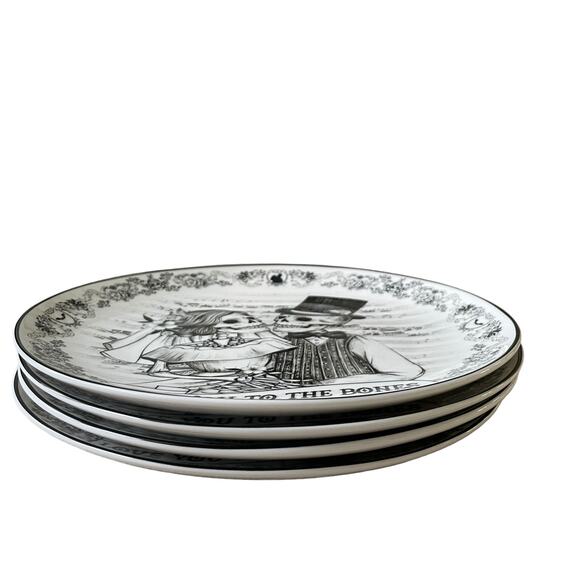 Eaton Fine Dining Halloween ‘Love You To The Bones’ 10.25” Plate Set of 4 - New! - Picture 9 of 15